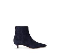 Francesca Kitten Heel Pointed Suede Ankle Boots Navy Blue