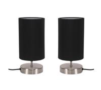 ValueLights | Brushed Chrome Cylinder Touch Dimmer Table Lamp with Black Fabric Shade | Home Décor, Bedside & Desk Lamp
