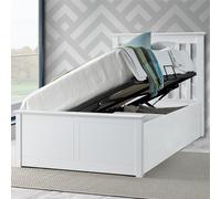 Francis Wooden Ottoman Bed And Majestic 1000 Pocket Sprung Mattress Bedmaster White Single