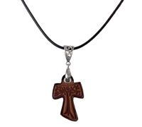 FRANCISCAN TAU CROSS (TAO) - PENDANT WITH ROPE LACE - HANDMADE IN GENUINE LEATHER - 100% MADE IN ITALY