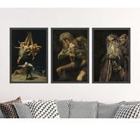 Francisco Goya Set of Three Paintings Including Saturn Devouring his Son Poster - 3x A4 Poster - Triptych rolled in tubes BensArt Triptych set 3 Three Stretched Mounted Multi Panel Wall Art Classic P