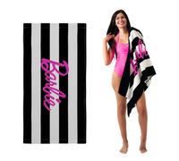 Franco Barbie Movie Black & White Striped Soft Cotton Bath/Pool/Beach Towel, 60 in x 30 in, (100% Officially Licensed Barbie Product) Collectibles