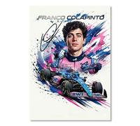 Franco Colapinto Racing Driver Signed Poster Print | Limited Edition Autograph Fan Gift | Collectible Motorsport Memorabilia Merchandise | Number 37 Pink Racing Suit Art Collage Wall Art (A4 Unframed)