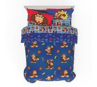 Franco Collectibles Nintendo Donkey Kong Gaming Bedding 7 Piece Super Soft Reversible Comforter and Sheet Set with Sham, Full, (Officially Licensed Product)