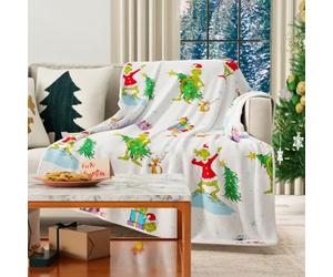 Franco Collectibles The Grinch by Dr. Seuss Holiday Christmas Super Soft Cozy Plush Throw, 40 in x 50 in, (Officially Licensed Product)