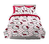 Franco Comforter and Sheet Set, Microfiber, Red-Hello Kitty, Full
