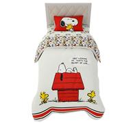 Franco Comforter and Sheet Set, Microfiber, Red-Peanuts-Snoopy, 4 Piece Twin Size