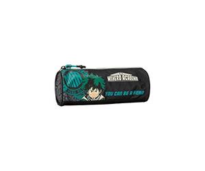Franco Cosimo Panini School Pencil Case - Round - My Hero Academia Anime, Black, Black Logo, 22x8Hx8 cm, Casual