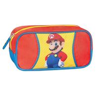 Franco Cosimo Panini Super Mario Official School Pencil Case, Large Rectangular Pencil Case, Ideal for Storing Stationery, with Practical Zip Closure, 22 x 11 x H x 8 cm, Blue/Red/Yellow, Rectangular