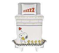 Franco Peanuts 75th Anniversary Snoopy & Woodstock Bedding Super Soft Cozy 2 Piece Twin Coverlet Quilt and Sham Set, (Official Peanuts Product)
