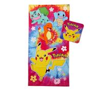 Franco Pokemon Gamer Kids Bath/Pool/Beach Soft Absorbent Cotton Terry Towel with Face Cloth, 2 Piece Set, 127 x 63.5 cm, Officially Licensed