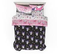 Franco Sanrio Kuromi & My Melody Bedding 7 Piece Super Soft Cozy Reversible Comforter and Sheet Set with Sham, Full, (Officially Licensed Product)