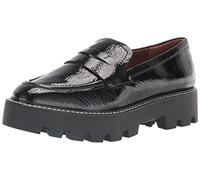 Franco Sarto Women's Balin Lug Sole Chunky Loafer, Black Crinkle, 5 UK