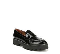 Franco Sarto Women's Balin Lug Sole Chunky Loafer, Black Crinkle, 6.5 UK