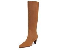 Franco Sarto Women's L-Jaycen Knee High Boot, Saddle Brown Suede, 4 UK