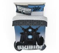 Franco Skibidi Toilet Gamer Bedding 5 Piece Super Soft Reversible Comforter and Sheet Set Full, (Officially Licensed Product)