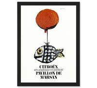 Francois Automobile Exhibition Marsan Pavilion Fish Balloon Advert Artwork Framed Wall Art Print A4 Artery8 Black One Size