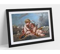 Francois Boucher, Composition Aux Putti - Framed Wall Art Print Picture - A1 - Black Frame