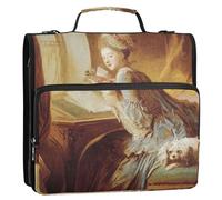 Francois Boucher Madame Painting 1 1/2 Inch Binders 3 Ring Zippered Binder Organizer Middle School Binder Bag with Strap Portfolio & Case Ring Folder Holder