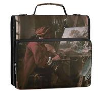 Francois Boucher Painter Portrait Print Zipper Binder Organizer 1 1/2 Inch 3 Ring Binders D Ring Binder with Shoulder Strap for School Multi Pockets Large Portfolio Folder