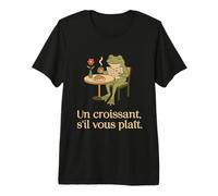 Francophile Frog in a French Cafe for Croissant Lover Premium T-Shirt