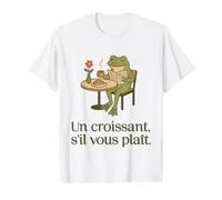 Francophile Frog in a French Cafe for Croissant Lover Value Graphic T-Shirt, Men, White, M