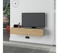 Decortie Francy Wall-Mounted Tv Unit Modern Media Centre Tv Cabinet 42" Ash Green Oak 135Cm