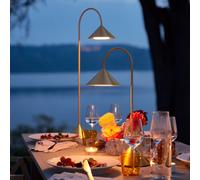 FRANDSEN LED rechargeable floor lamp Grasp, brass colour, height 72 cm