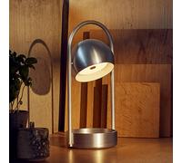 FRANDSEN LED rechargeable table lamp Ball Portable, brushed aluminium