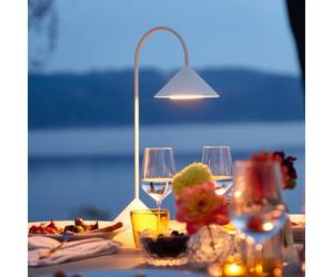 FRANDSEN LED rechargeable table lamp Grasp, white, height 47 cm, metal