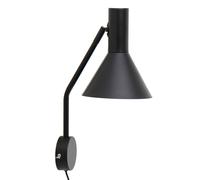 FRANDSEN Lyss wall light, black, plug, 42 cm high, E27