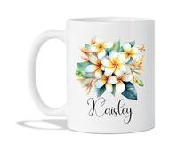 Frangipani Coffee Mug Ceramic Tea Cup Unique Drinking Cup Fun Gifts for Valentine's Day Birthdays Anniversary Celebration 330 Ml