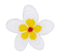 Frangipani Flower Blossom White Yellow Sew-On Iron-On Patches for Clothing Plumeria Appliqué Patch Size 6.5 x 6.5 cm