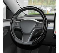frani Leather Steering Wheel Cover, Universal 15 Inch Premium Non-Slip Steering Wheel Cover Black Carbon Fiber Texture