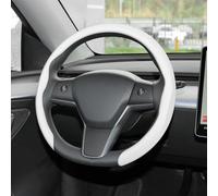 frani Nappa Leather Steering Wheel Cover, Universal 15 Inch Premium Non-Slip Steering Wheel Cover White