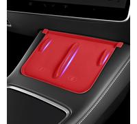 frani Wireless Charging Cover(Bordeaux Red Carbon Fiber Texture) Designed for Tesla Model 3/Y 2021-2024,Tesla Center Console Cover Accessories for Model 3/Y(Not for Model 3 Highland 2024)
