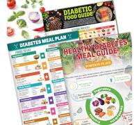 Franimo 3 Pcs Diabetes Food List Chart, Printable Healthy Diabetes Meal Guide Brochure, Diabetic Meal Planner for Diabetics Type 1 w/Serving Size, Glycemic Index (GI), Protein, Carbs, Calories
