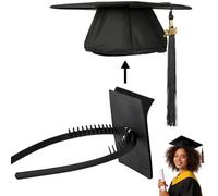Franimo Super Strong Graduation Cap Headband, Black Headband with Hook and Loop Felt, Keep Your Grad Cap Insert Device, Perfect Graduation Gift for Graduates, 1 Pc