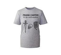 Frank Carter and The Rattlesnakes Alternative Rock Tattoo Aesthetic Tee - Minimal Skull Dagger, and Spiral Snake Print Tee Top for Unisex (HeatherGrey, M Years)