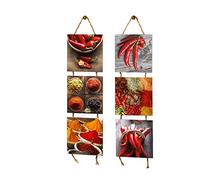 Frank Flechtwaren Kitchen Pictures-Spices, 2 Pack(3 Pieces of Wood in each pack)