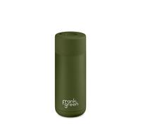 frank green Insulated Travel Mug for Cold Or Hot Drinks - 475ml/16oz Reusable Coffee Cup with Push-Button Lid, Ceramic Lined, Triple Wall Vacuum - Khaki Green