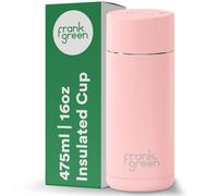 frank green Insulated Travel Mug for Cold Or Hot Drinks - 475ml/16oz Reusable Coffee Cup with Push-Button Lid, Ceramic Lined, Triple Wall Vacuum - Blushed Pink
