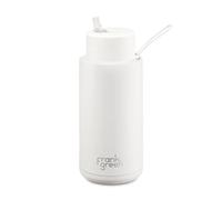frank green Insulated Water Bottle for Cold Or Hot Drinks - 1 Litre/34oz Metal Water Bottle with Straw Lid, Ceramic Insulated, Stainless Steel, Triple Wall Vacuum - Cloud White by frank green