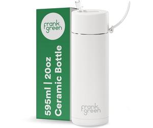 frank green Insulated Water Bottle for Cold Or Hot Drinks - 595ml/20oz Metal Water Bottle with Straw Lid, Ceramic Insulated, Stainless Steel, Triple Wall Vacuum - Cloud White by frank green