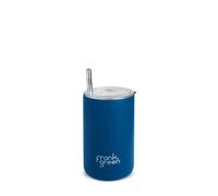 frank green Reusable Iced Coffee Cup with Straw, 3-in-1 Insulated Drink Holder with Double Wall Vacuum, Ceramic Lined Tumbler with Straw and Lid - Deep Ocean 15oz/425ml