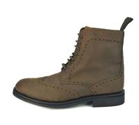 Frank James Benchgrade Cotswold Leather Welted Lace Up Brogue Rubber Sole Dealer Boots - Brown - 11 UK