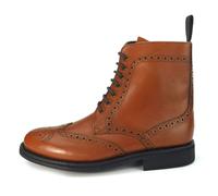 Frank James Benchgrade Cotswold Leather Welted Lace Up Brogue Rubber Sole Dealer Boots - Tan Brown - 11 UK
