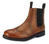 Frank James Benchgrade Evesham Leather Welted Chelsea Brogue Dealer Boots Rubber Sole - Burgundy - 11 UK