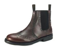 Frank James Benchgrade Evesham Leather Welted Chelsea Brogue Dealer Boots Rubber Sole - Burgundy - 7 UK