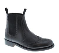 Frank James Benchgrade Ludlow Leather Sole Welted Chelsea Brogue Dealer Boots - Black - 11 UK